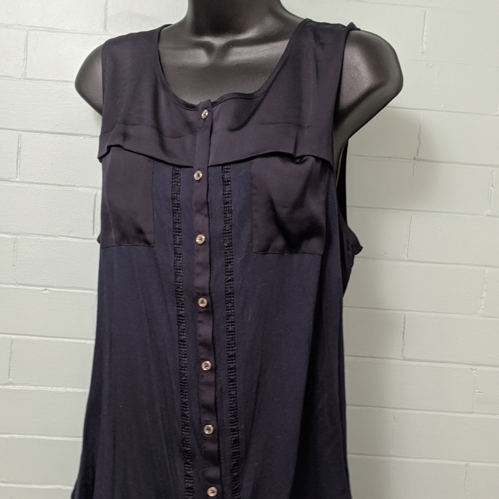 Ann Taylor blouse with modal trim L navy